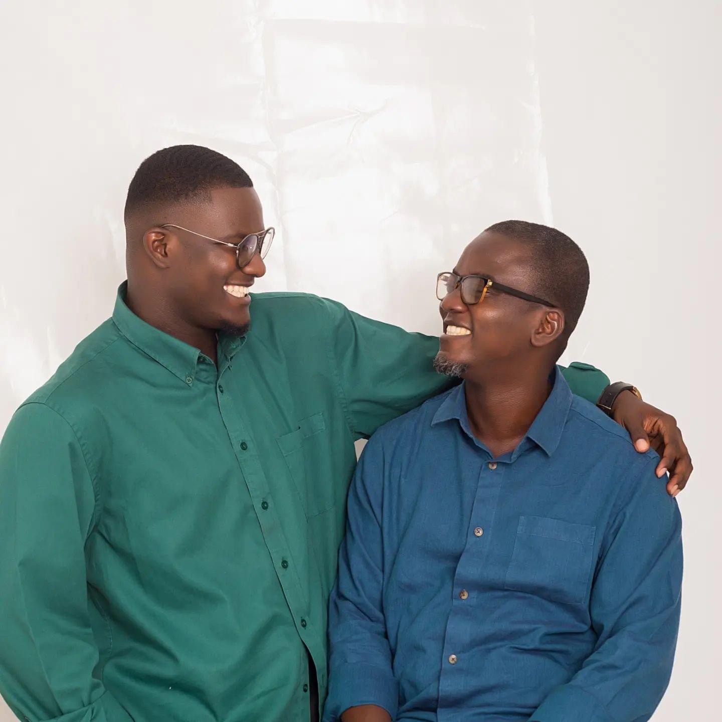 Gabriel sharing a joyful moment with his father